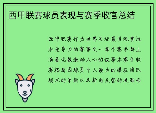西甲联赛球员表现与赛季收官总结